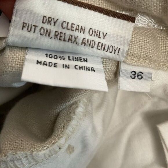 Island Importer 100% Linen Straight Leg Casual Riviera Pants Men Size 36 Ivory - Picture 3 of 8